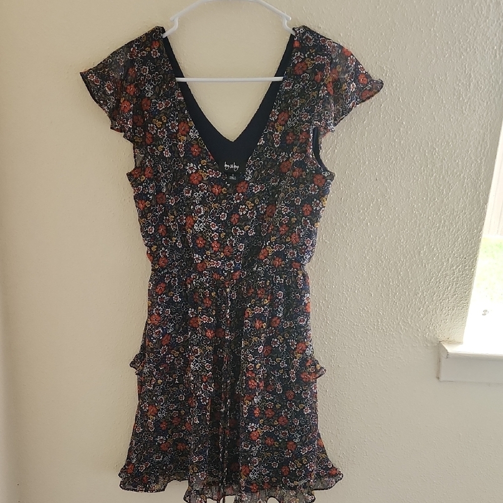 by & by Orange and Blue Tiered Ruffled Sundress